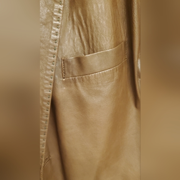 SZ L RICH WHISKEY BROWN GENUINE LEATHER BLAZER JACKET - Picture 10 of 10